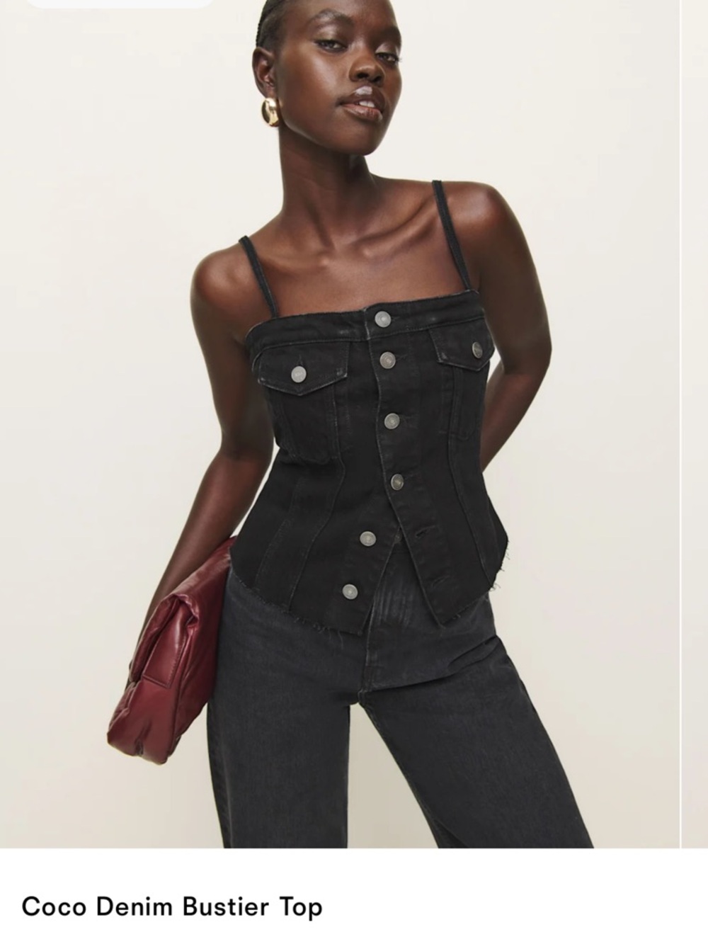 NWT Reformation Coco Denim Bustier Top
